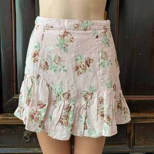 LoveShackFancy Pink Roses Skirt